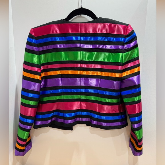 Maggie London Vintage Colorful Striped Women's cropped Jacket size 6 - Picture 9 of 9